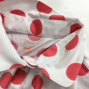 プーマ 半袖ポロシャツ 白×ピンク ドット柄 総柄 DRYCELL レディース L ゴルフウェア PUMAの画像6