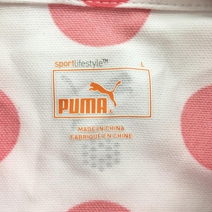 プーマ 半袖ポロシャツ 白×ピンク ドット柄 総柄 DRYCELL レディース L ゴルフウェア PUMAの画像4