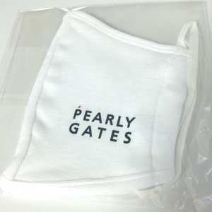 【未使用品】PEARLY GATES パーリーゲイツ マスク 白×ネイビー ノベルティ ロゴプリント ゴルフ