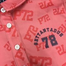 【美品】PAR72 パーセッタンタドゥエ 半袖ポロシャツ ピンク×レッド ロゴ総柄 レディース M ゴルフウェア_画像3
