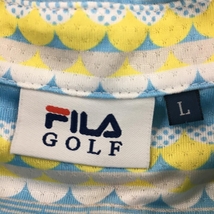 【超美品】フィラゴルフ 半袖ポロシャツ ライトブルー×イエロー ボーダー総柄 レディース L ゴルフウェア FILA GOLF_画像4