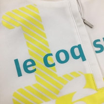 ルコック 半袖ハイネックシャツ 白×イエロー ハーフジップ フロントビッグロゴ レディース L ゴルフウェア le coq sportif_画像3