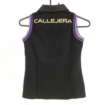 【超美品】カジェヘラ ノースリーブポロシャツ 黒 アームホールライン コットン100％ レディース 0 ゴルフウェア CALLEJERA_画像2