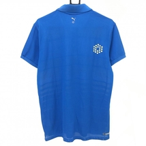 プーマ 半袖ポロシャツ ブルー×イエロー 前ボーダー メンズ M ゴルフウェア PUMA_画像2