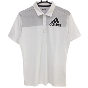 アディダス 半袖ポロシャツ 白×黒 一部ドット柄 メンズ M/M ゴルフウェア adidas