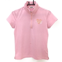 コルウィン 半袖ハイネックシャツ ピンク ハーフジップ レディース S ゴルフウェア Kolwin_画像1