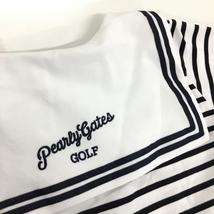 【超美品】パーリーゲイツ 半袖ポロシャツ 白×ダークネイビー ボーダー レディース 0(S) ゴルフウェア 2021年モデル PEARLY GATES_画像5