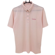 【美品】パラディーゾ 半袖ポロシャツ ピンク×白 前ピンドット メンズ M ゴルフウェア Paradiso_画像1