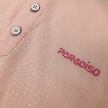 【美品】パラディーゾ 半袖ポロシャツ ピンク×白 前ピンドット メンズ M ゴルフウェア Paradiso_画像3