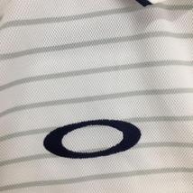 【超美品】オークリー 半袖ポロシャツ 白×グレー 一部ボーダー 異素材切替 メンズ M ゴルフウェア Oakley_画像3