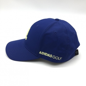【超美品】アディダス キャップ ブルー×イエロー ロゴ刺しゅう 57-60cm/フリーサイズ ゴルフウェア adidasの画像2