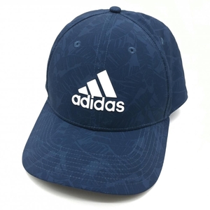 【超美品】アディダス キャップ ネイビー×白 リーフ柄 総柄 表記なし ゴルフウェア adidas