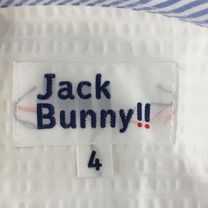 【超美品】ジャックバニー 半袖ポロシャツ 白 サッカー生地 ボタンダウン メンズ 4(M) ゴルフウェア Jack Bunnyの画像4