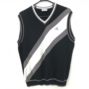 adidas Трикотажный жилет Черный× Серый спереди Диагональная линия V-образный вырез Мужская одежда для гольфа O/XG adidas adidas