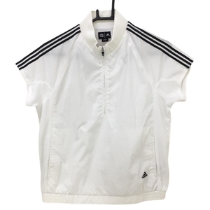  Adidas short sleeves s need white × black sleeve 3 line half Zip lady's M/M Golf wear adidas