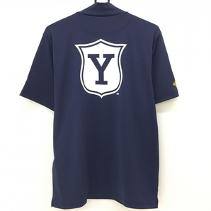 【超美品】ビームスゴルフ×YALE 半袖ハイネックシャツ ネイビー×白 プリント モックネック メンズ L ゴルフウェア BEAMS GOLFの画像2