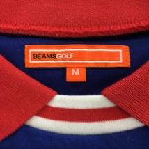 【美品】ビームスゴルフ 襟付き半袖シャツ ブルー×レッド 袖ライン 厚手 レディース M ゴルフウェア BEAMS GOLF_画像5