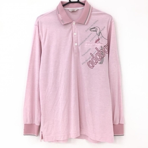 [ beautiful goods ] Adabat polo-shirt with long sleeves pink . pocket .... men's 48(L) Golf wear adabat
