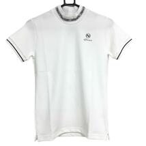 【新品】エフィカスブラン 半袖ハイネックシャツ 白×黒 ネックリブ レディース M ゴルフウェア efficace_画像1
