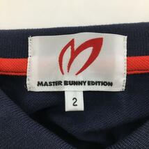 【美品】マスターバニー 半袖ポロシャツ ネイビー 袖ワッペン コットン100％ レディース 2(L) ゴルフウェア MASTER BUNNY EDITION_画像6