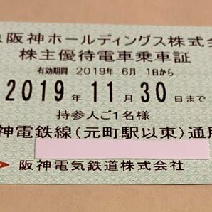 阪神電鉄 株主優待電車乗車証 定期券 2019年11月30日までの画像1