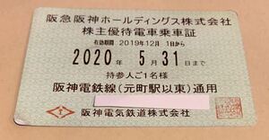 阪神電鉄 株主優待電車乗車証 定期券 2020年5月31日まで