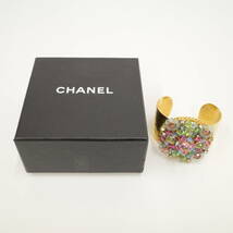 CHANEL シャネル 宝石 ビジュー ビーズ バングル ゴールド レディース アクセサリー ケース付き_画像1