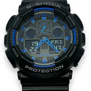 ■稼働品・美品　CASIO カシオ G-SHOCK ジーショック GA-100-1A2 腕時計 クオーツ アナデジ 多機能 ステンレススチール 新品電池交換済