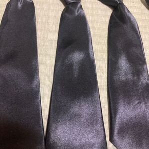 ☆光沢サテン黒ネクタイ7本セット 子ども用