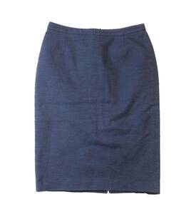 Salvatore Ferragamo Salvatore Ferragamo ITALY made tight skirt cotton weave pattern navy slit entering lady's 40