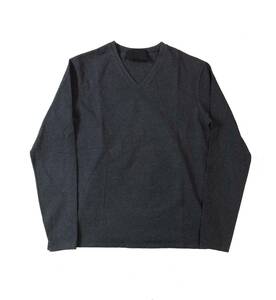 PRADA プラダ ITALY製 Vネック 長袖Tシャツ カットソー トップス コットン/ストレッチ入り グレー レディース L 送料250円 (ma)