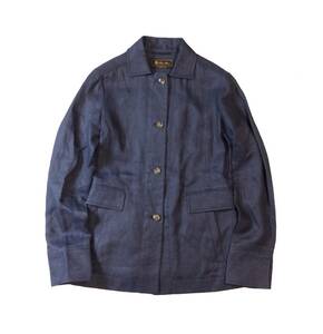 美品 ロロピアーナ Loro Piana ITALY製 ジャケット ブルゾン リネン 麻 ネイビー レディース 42 (ma)