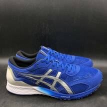 M2497 美品 Asics アシックス ランニングシューズ スニーカー メンズ US10/28.0cm ブルー シルバー F350919_画像5