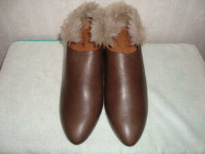  prompt decision * new goods *WASHINGTON* Washington * fur attaching tea n key mules * dark brown *26cm