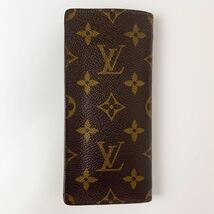 1円〜極美品◆ルイヴィトン LOUIS VUITTON モノグラム エテュイ リュネット メガネケース サーンプルM62962 レザー LVロゴ サングラス 茶_画像3