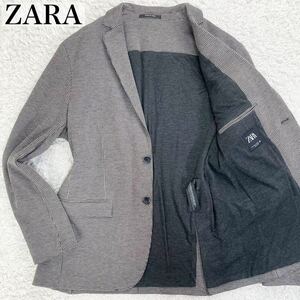 未使用級!!大きいサイズ!!ZARA ザラ テーラードジャケット 千鳥格子 総柄 サイズ54 3XL相当 アンコン ストレッチ メンズ ビジネス 春夏