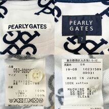 極美品!4L相当!!PEARLY GATES パーリーゲイツ ポロシャツ 半袖 総柄 ロゴ ゴルフウェア メンズ ホワイト ブラック ワッペン サイズ7 カノコ_画像10