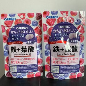 オリヒロ(ORIHIRO)かんでおいしいチュアブルサプリ 鉄＋葉酸 30日分 120粒×2