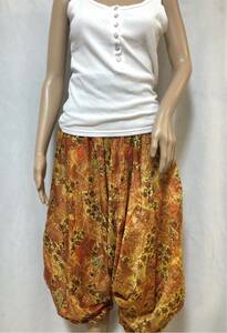  Asian ethnic! silk Aladdin pants monkey L ethnic cut ... manner 