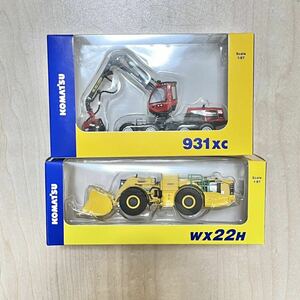 558 KOMATSU コマツ ミニカー 非売品 2点まとめ／931xc 1:87 ホイールハーベスタ／wx22H 1:87 ロードホールダンプ 