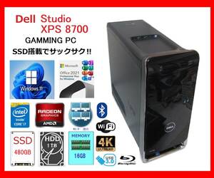 Dell XPS 8700 サクサク Core i7-4790～4.0Ghz×8/16G/新SSD480G +HDD1T/R7500/ブルーレイ/WiFi/W11/office2021