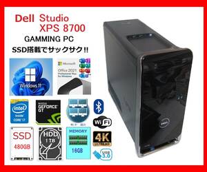 Dell XPS 8700 サクサク Core i7-4790～4.0Ghz×8/16G/新SSD480G +HDD1T/GT720/WiFi/W11/office2021