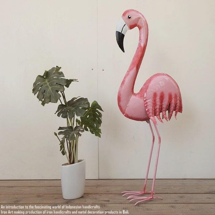 Iron Flamingo Medium Flamingo Figurine Animal Bird Object Flamingo Figurine Pink Interior Welcome Doll, Handmade items, interior, miscellaneous goods, ornament, object