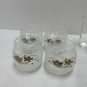 【中古 送料込】昭和レトロ 冷茶グラス 4客セット 口径(約)8cm×高さ(約)5.5cm◆M0619