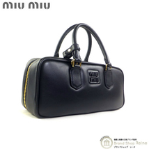 ミュウミュウ （MIUMIU） アルカディ レザー ハンド ショルダー バッグ 5BB148 ブラック（新品同様）中古_画像1