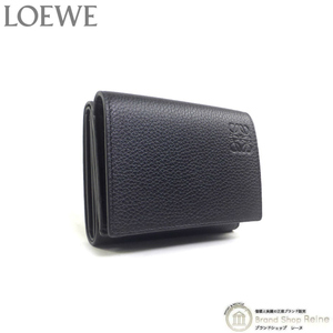 ロエベ （LOEWE） アナグラム トライフォールド ウォレット コンパクト 三つ折り 財布 C660TR2X02 ブラック（美品）中古