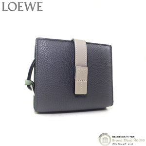 ロエベ （LOEWE） コンパクト ジップ ウォレット ストラップ 二つ折り 財布 C660Z41X01 アンスラサイト×ゴースト（中古）