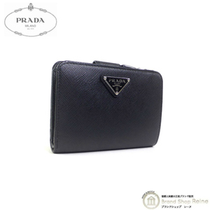 プラダ （PRADA） サフィアーノ トライアングルロゴ コンパクト 二つ折り 財布 1ML018 NERO（中古）