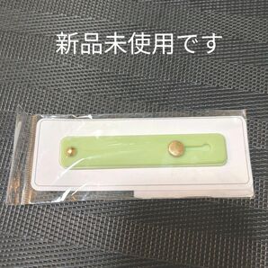 ★新品未使用★スマートフォン用 ベルト バックル シリコンバンド ライトグリーン×ゴールド金具 スマホスタンドにもなります