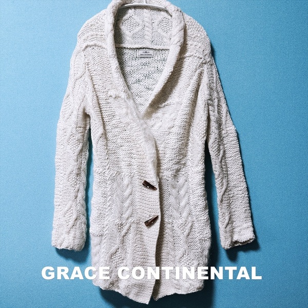 【GRACE CONTINENTAL】モヘヤ混 ケーブルニット カーディガン